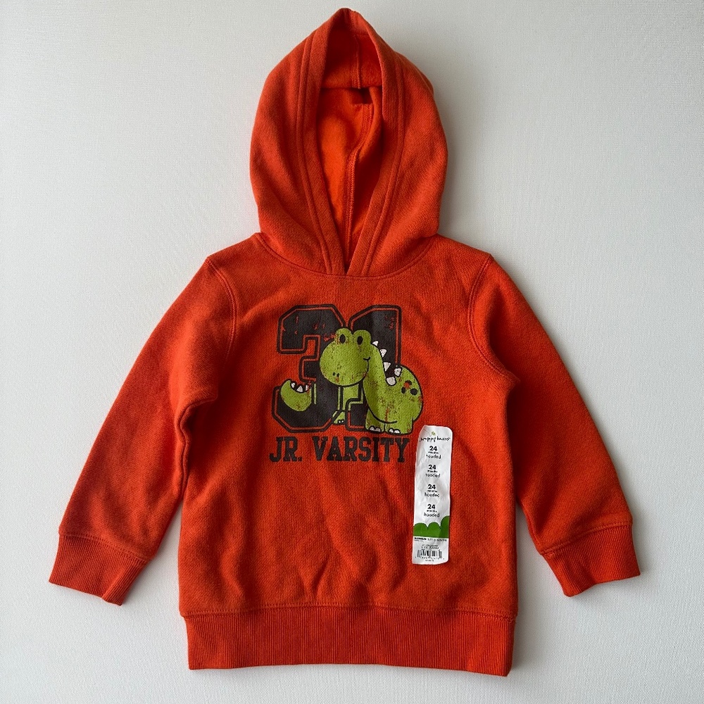 Jumping Beans 24 Months Baby Boy Orange Hoodie Dinosaur Jr Varsity NWT